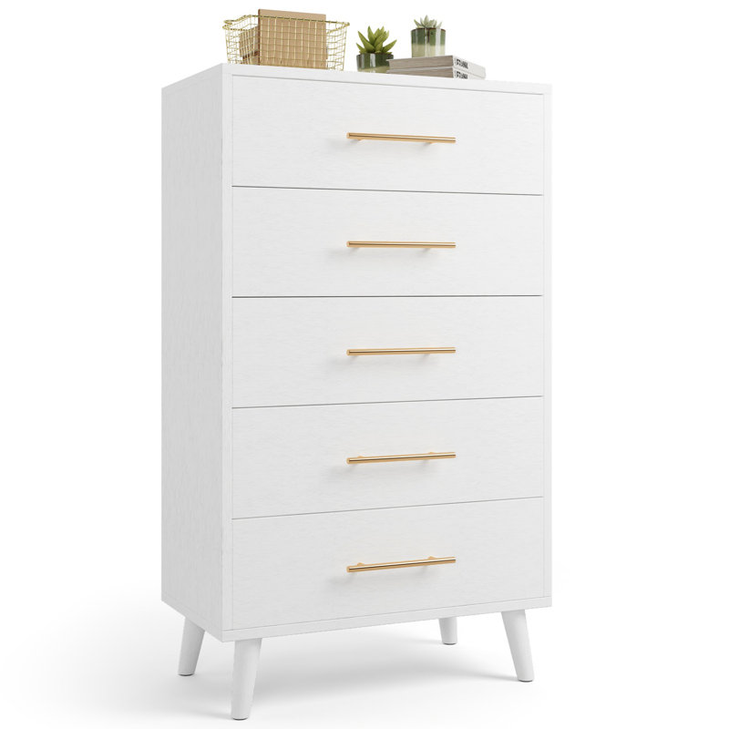 George Oliver Jakyria 5-Drawer Tall Chest with Modern, Metallic